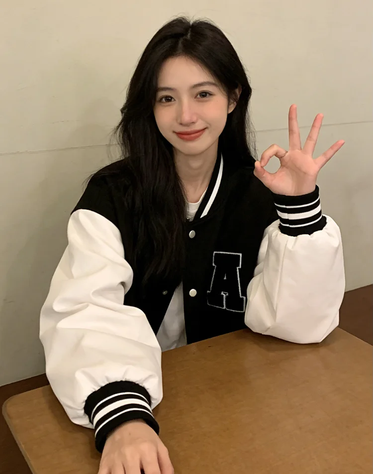 

Бейсбольные куртки женские шикарные простые Ins спортивная одежда модные негабаритные женские универсальные популярные свободные уличные пальто в корейском стиле