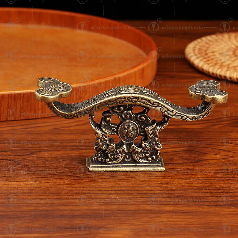 Fu Lu Shou Ruyi Brush Holder Paperweight Four Treasures of Study Bronze Crafts Decorative Gift Ornament