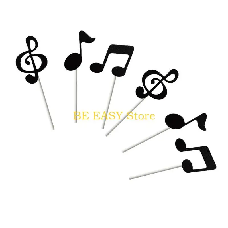 Adornos papel E28F, nota musical decorativa, accesorios para insertar magdalenas para conciertos, cumpleaños,
