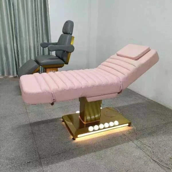Coofull Luxurious Beauty Shop Spa Facial Chair Bed 3 Motors Adjustable Electric Reclining Massage Table and Bed