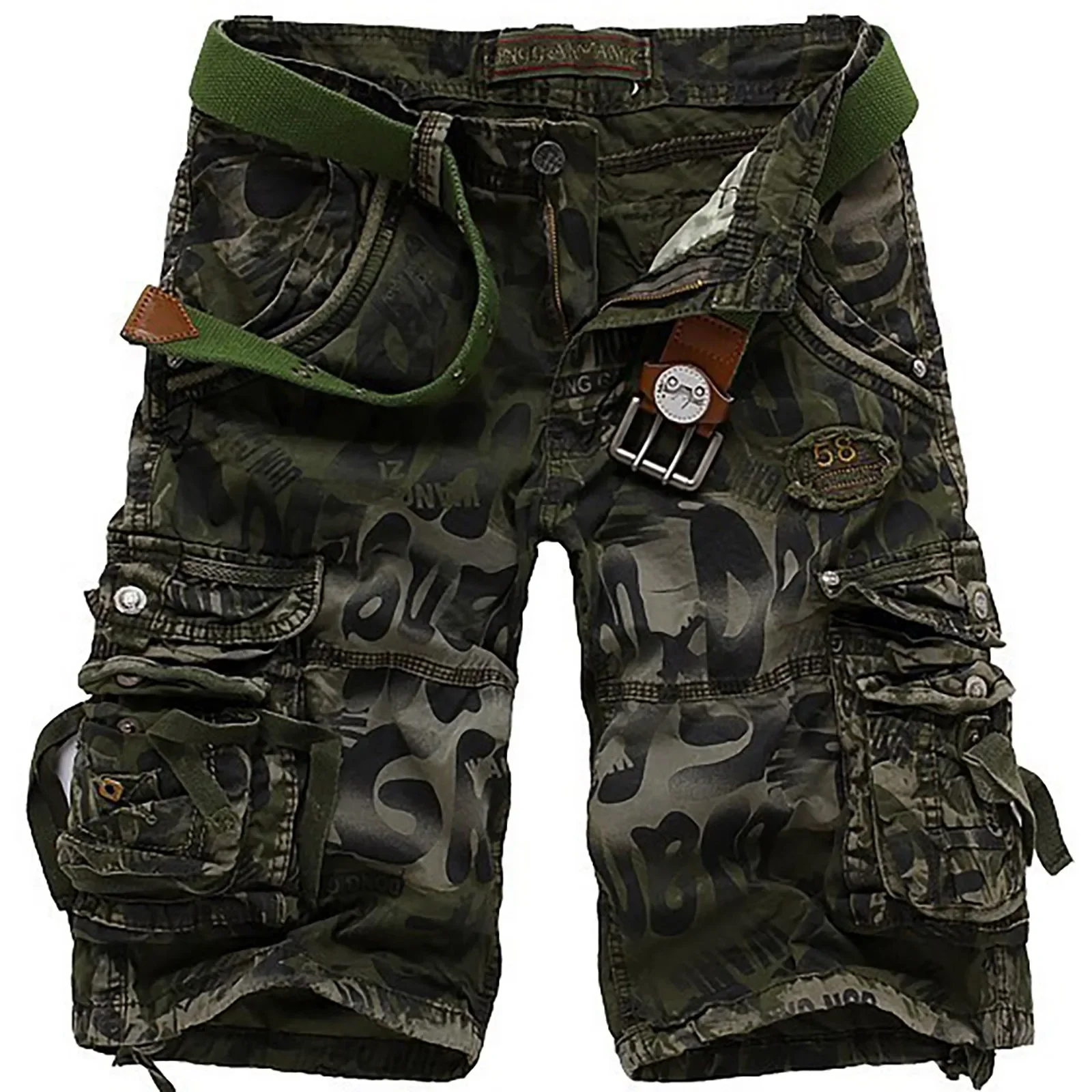 Adult Men New Loose Short Pants Multiple Pockets Men\'S Camouflage Cargo Shorts High Quality Fashion Men\'S Leisure Daily Wear