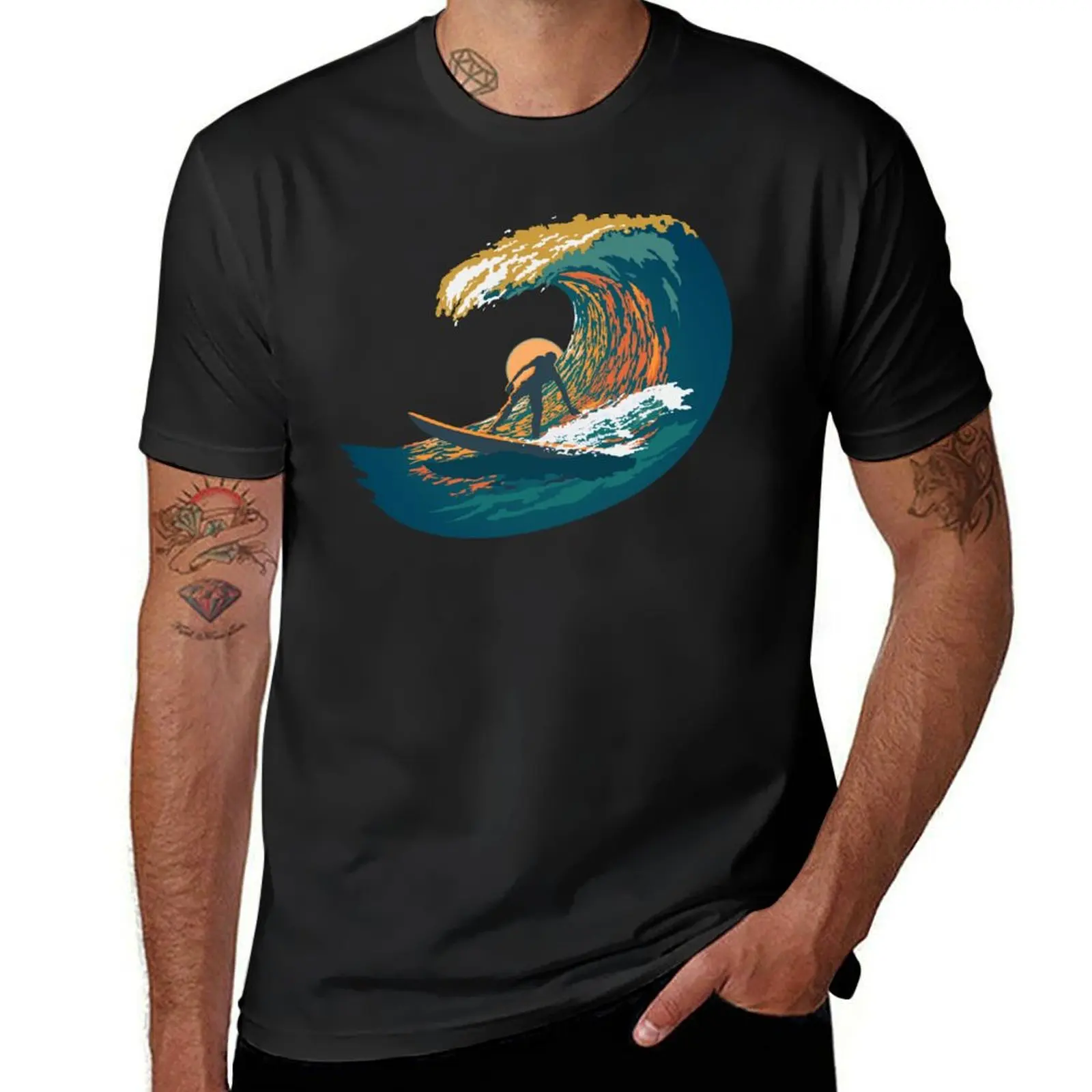 

Ocean Life Surf Club retro surf poster T-Shirt graphics sports fans plus size tops shirts graphic tees mens t shirt