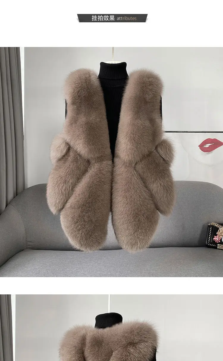 2024 autumn and winter new fox fur vest women's short coat young fur integrated vest winter coat women