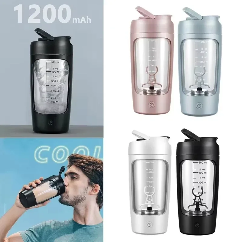 Electric Protein Powder Mixing Cup Automatic Shaker Bottle Mixer Shake Bottle Milk Coffee Blender Kettle fro Gym outdoor 500ML