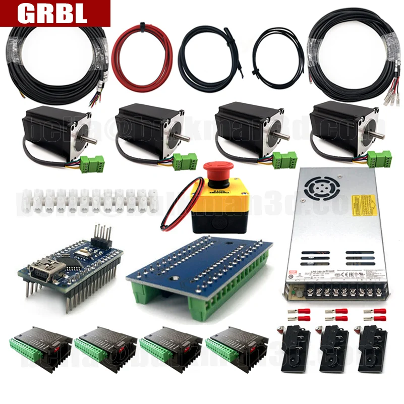 BulkMan3D High Torque GRBL Controller Kit with Nema23 2.45N.m Stepper Motors TB6600 Drivers 24V 350W PSU GRBL 1.1 Arduino Nano