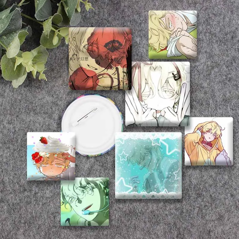 Alnst Luka Square Snap-in Brooches Cartoon Character Lapel Pins Fan Collection Badges Accessories Bag Jacket Ornaments Jewelry