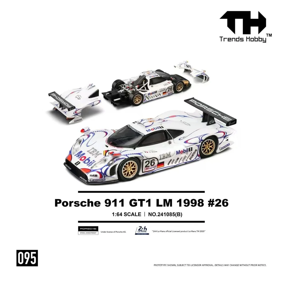 

Trends Hobby 1:64 Porsche 911 GT1 LM 1998 #26 Le Mans Classic Race Car Diecast Model Car Item#241085(B) In Stock Ready To Ship