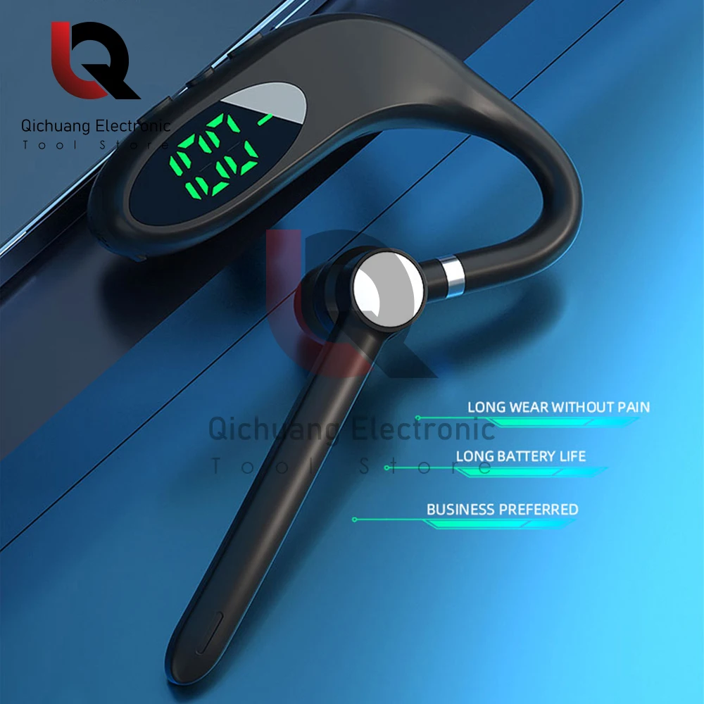 TL10/TL8 Wireless Bluetooth Business Headset LED Digital Display Handsfree Headphone Earhook HD Call Earphones with Microphone