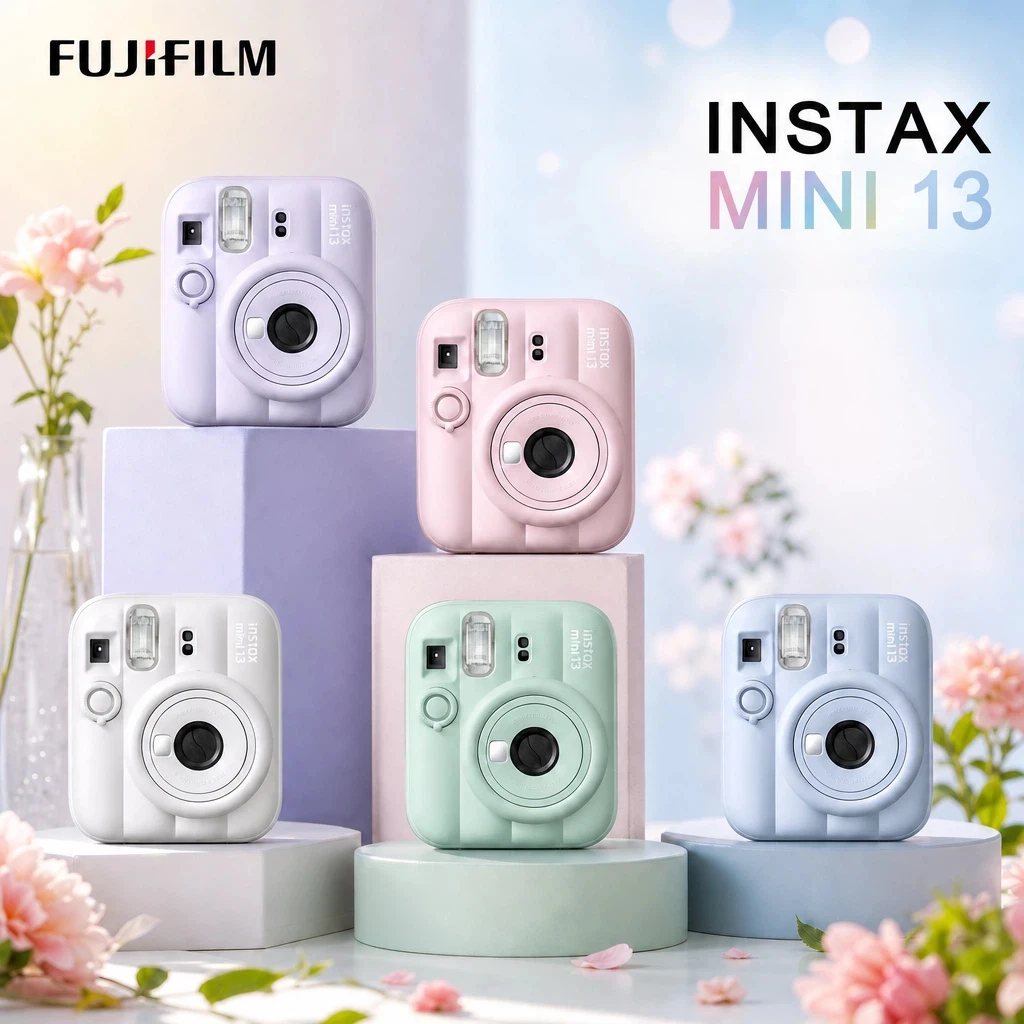 2026 Newest Fuji Mini13 Instant Film Camera Dual Timer Angle Base Auto Exposure Point and Shoot Photography Cam Pastel Gift