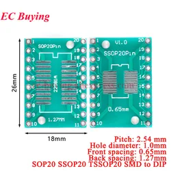 1Pc-20Pcs SOP20/SSOP20/TSSOP20 SMD to DIP SOP SSOP TSSOP 20 Turn DIP20 Adapter Converter Plate PCB Board Pinboard 0.635mm/1.27MM
