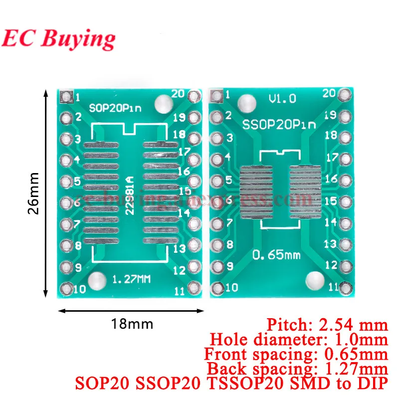 1 szt.-20 szt. SOP20/SSOP20/TSSOP20 SMD na DIP SOP SSOP TSSOP 20 Adapter Konwerter Płytka PCB Podkładka Distancka 0