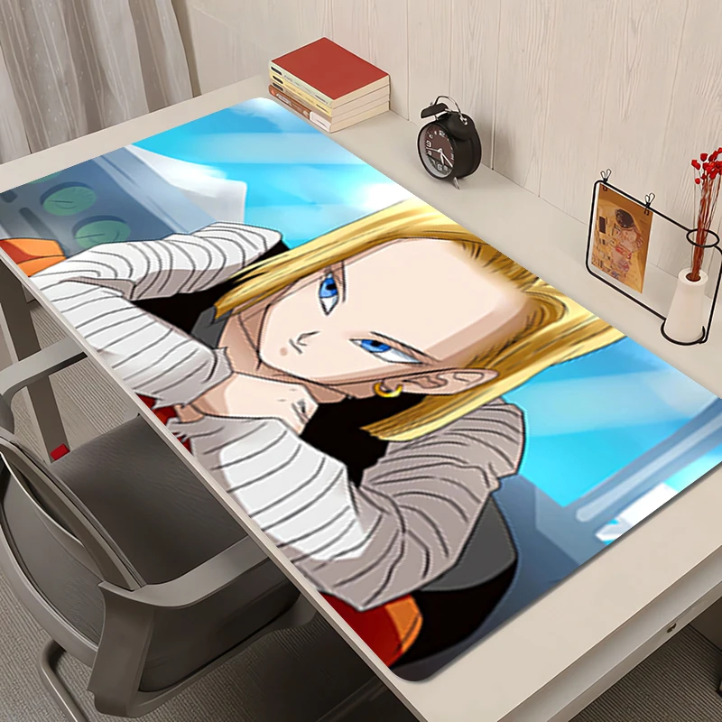 Alfombrilla de ratón, accesorios para PC de oficina, alfombrilla extendida con patrón de Anime, alfombrilla de escritorio antideslizante Dragon Ball Android 18, alfombrilla de goma para ratón, alfombrillas para juegos
