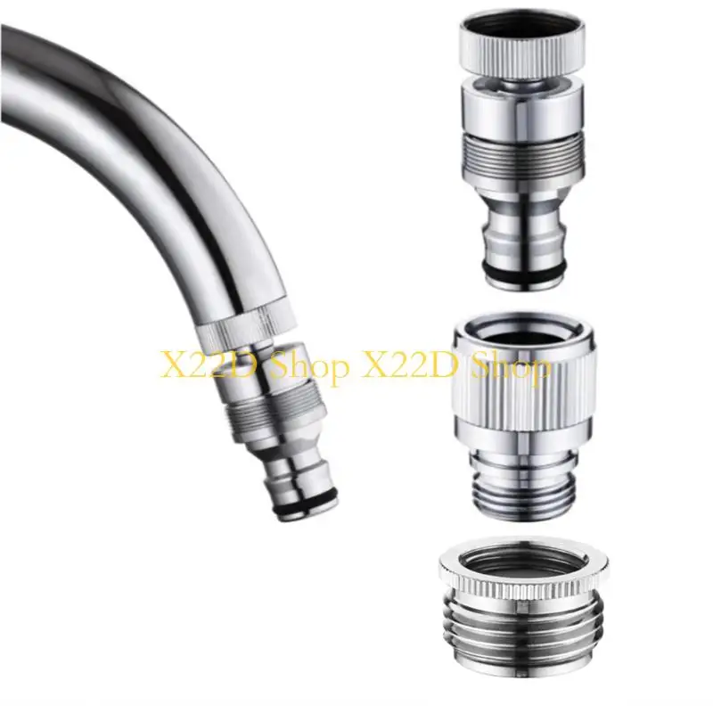 X22D 4 Pieces Faucet Adapter for Garden and Shower Hoses Stainless Steel Connectors