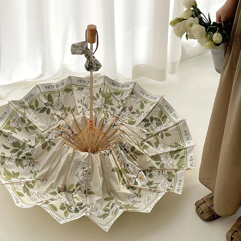 High value 16 bone manual umbrella dual purpose umbrella female folding parasol sun protection large double sun umbrella
