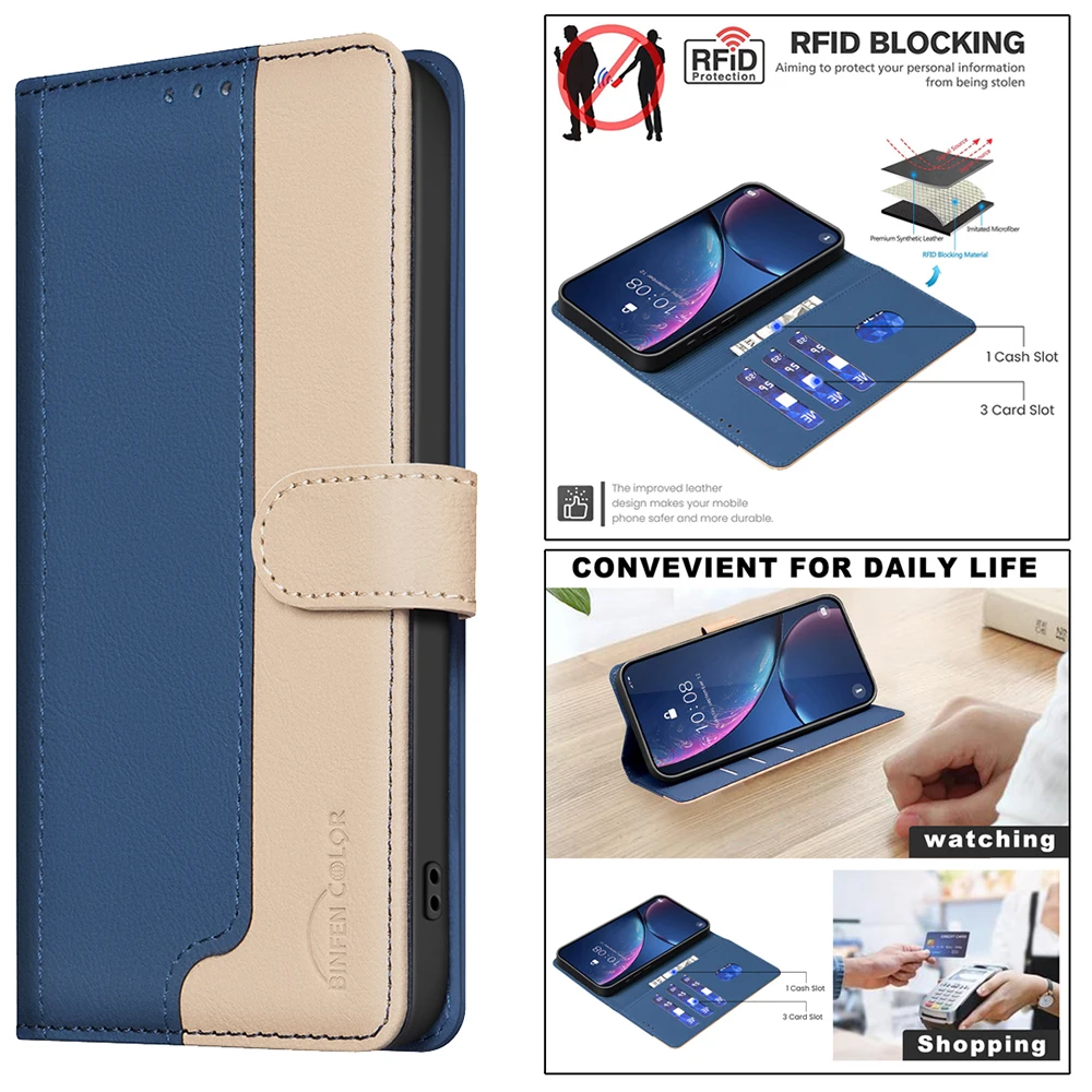 RFID Protect Leather Flip Wallet Cover Case For Infinix Note 40 Pro Plus Hot 40I Spark Go 20C Pro+ Pop Smart 8 Pova 6 Camon 30