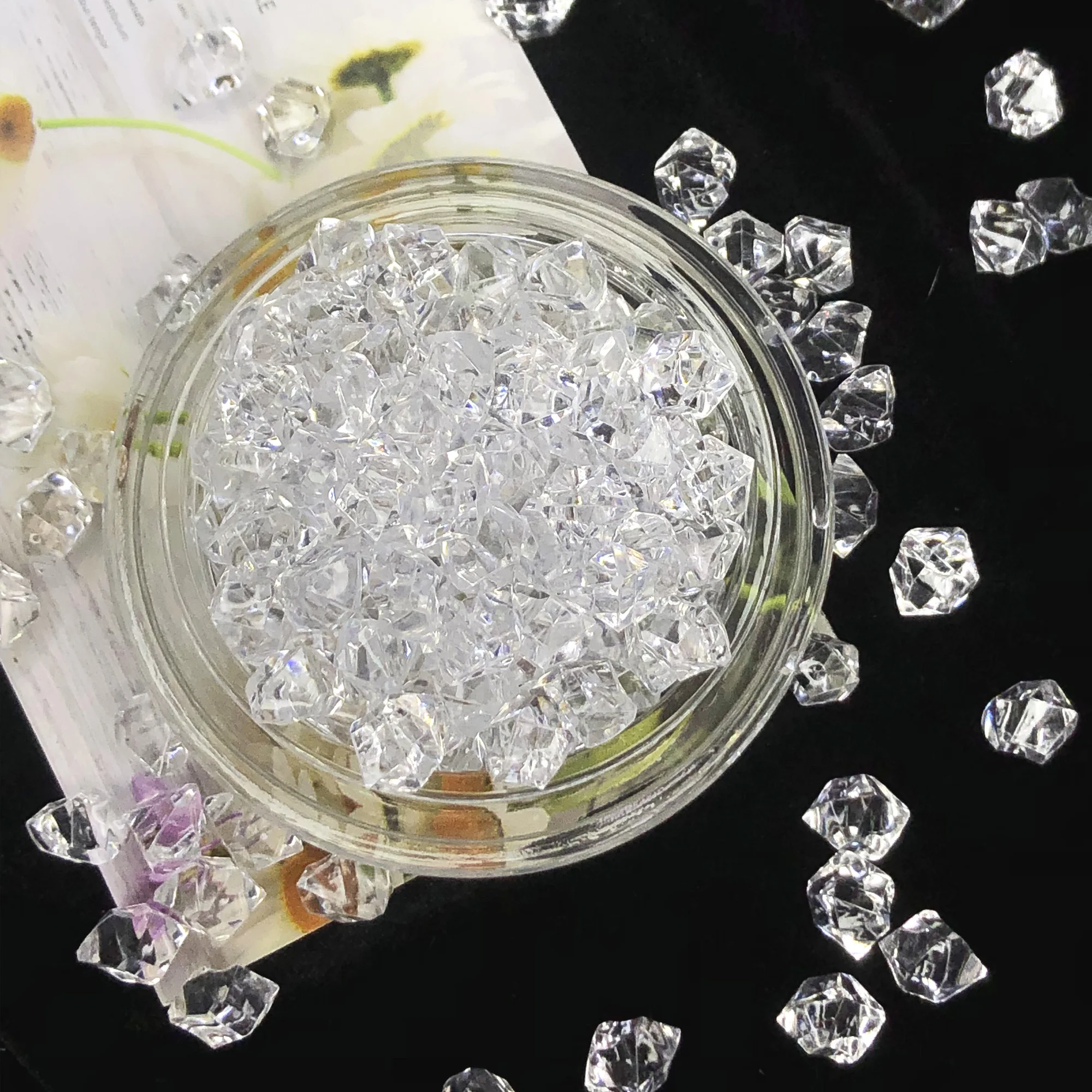 100 Uds piedras acrílicas cubitos de hielo de cristal decoración florero relleno guijarros acuario pecera accesorios DIY joyería decoración 6*9mm