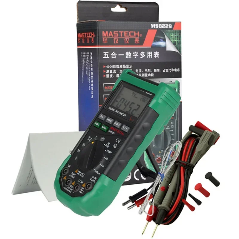 

Mastech MS8217 MS8229 Digital Multimeter Meter AC/DC Voltage Current Resistance Capacitance Tester with Temperature Measurement