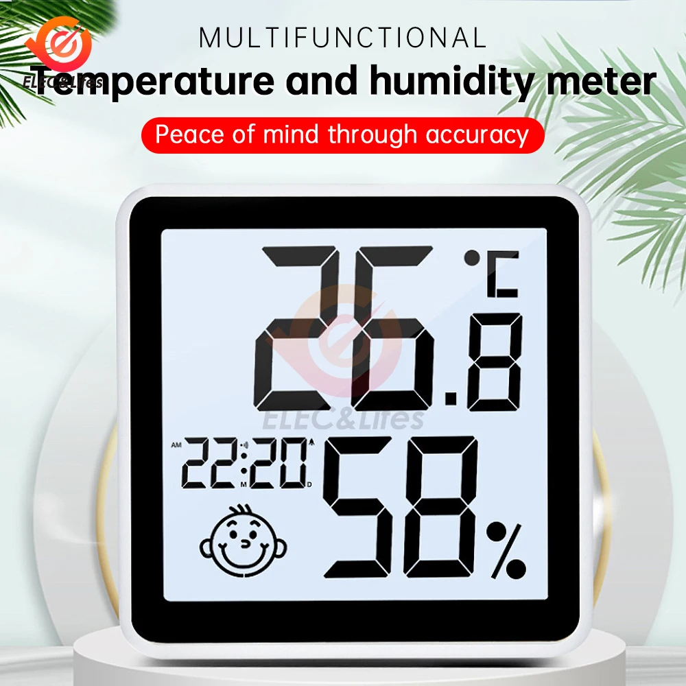 LCD Digital Clock Hygrothermograph Indoor Thermometer Hygrometer Home Office Desktop Table Monitor Temperature Humidity Meter