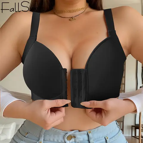 FallSweet-Sujetador con cierre frontal para mujer, Bralette sin aros de talla grande, ropa interior cómoda de copa fina, lencería para mamá, sujetador sin costuras