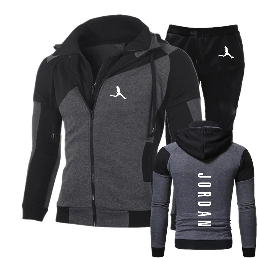 

2026 Spring And Autumn Basketball sportswear Men's New Handsome Popular Hot Sales Travel Zipper Cardigan + Fit Sports Pants Suit