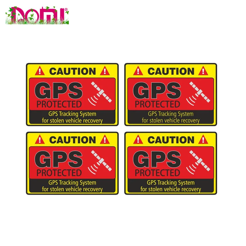 

Warning 4 X Caution GPS Tracking System Protected Car Sticker Motocross Racing Laptop Helmet Trunk Wall Decals