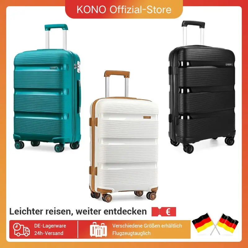 Trolley Per Bagaglio A Mano Kono Con Lucchetto Tsa 4 Ruote Doppie Custodia Rigida In Polipropilene Alla Moda