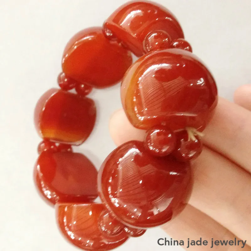 

Natural Red Agate Jade Bracelet Men Women Healing Gemstone Jewelry Carnelian Beads Elastic Beaded Crystal Lucky Amulet Bracelets