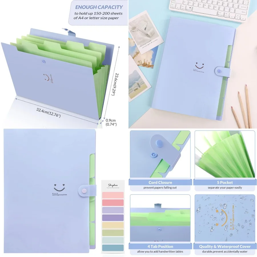 مجلد ملفات قابل للتوسيع بحجم حرف A4 أرجواني مع جيوب أكورديون لتنظيم المستندات الفعالة في المكتب أو المنزل