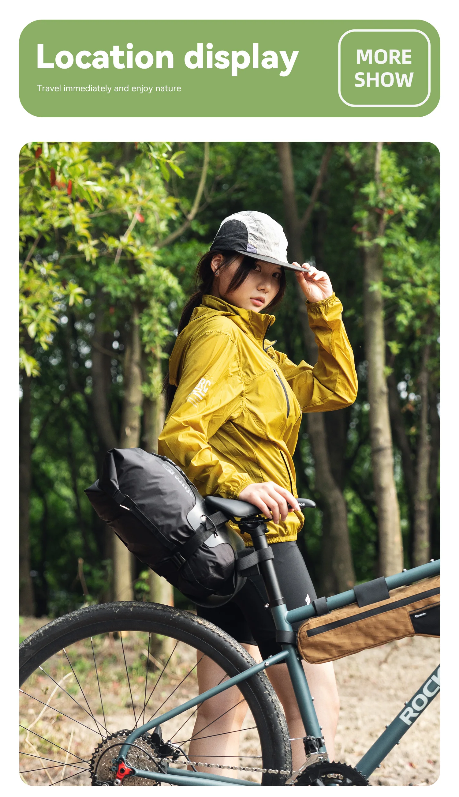 Qunature Bikepacking Packtaschen Wasserdichte Kompressionsbeutel für Rennrad und Mountainbike Leichte Faltbare Touring-Fahrradzubehör – Detail 29