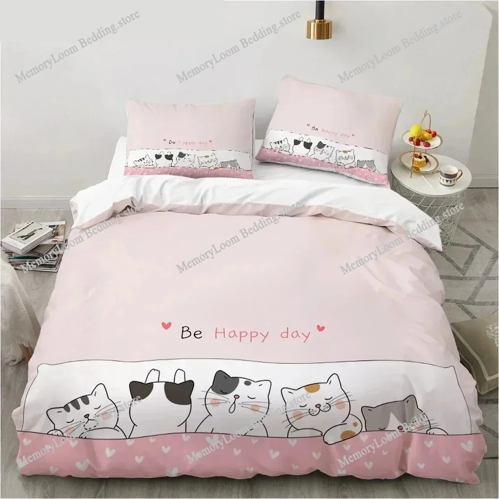 

Cartoon Cat and Fish Bedding Set Duvet Cover Bed Set Quilt Cover Pillowcase Comforter king Queen Size Boys Adult Bedding Set