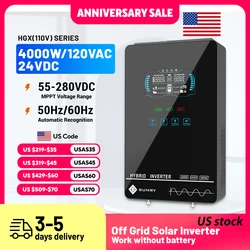 Sumry 4000W Off Grid Hybrid Inverter 24V 140A 5600W MPPT Solar Charger Pure Sine Wave Inverter for Home 6.25 Inch LCD Display