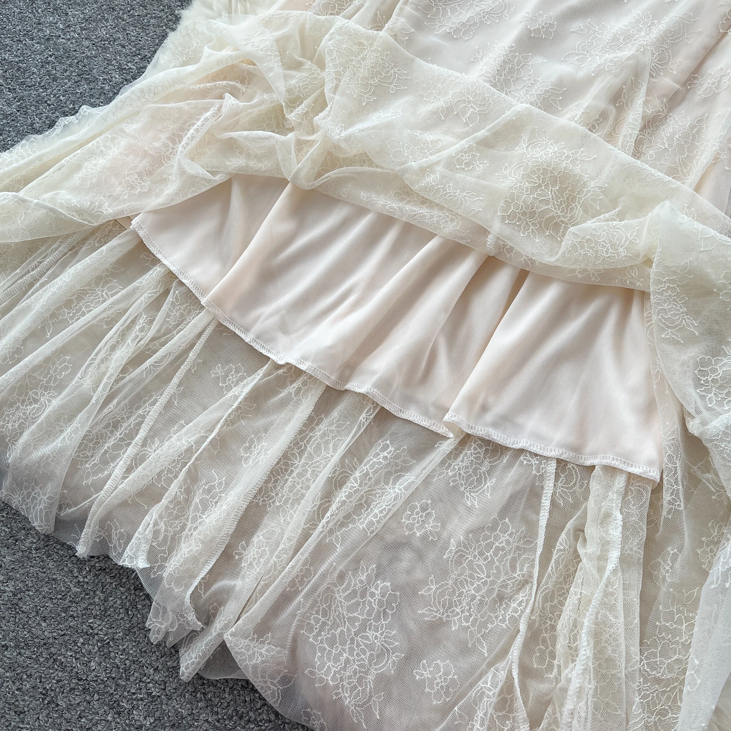 Sexy Embroidered lace Vintage korean fashion Evening A-line dress Beach dresses women clothing