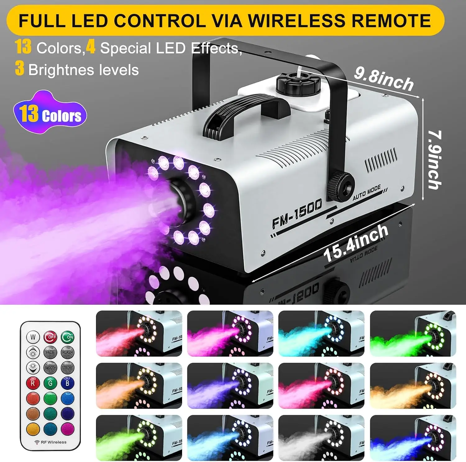 Halloween Outdoor Fog Machine 1500W 20000CFM Smoke Unit LED Lights