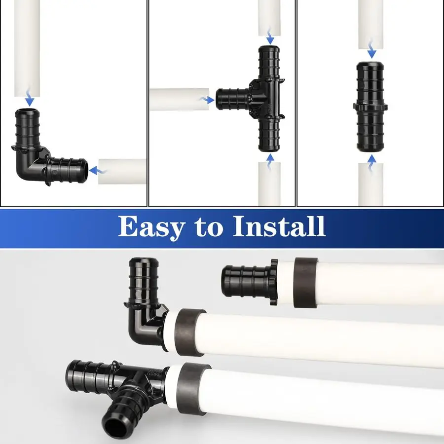 2 Fitting Poly PPSU Barb Crimp PEX, 90pcs Combo Fitting PEX, 30pcs Masing-masing Elbow Tee Straight Coupling, Tanpa Timbal 90pcs, 1 2 Combo