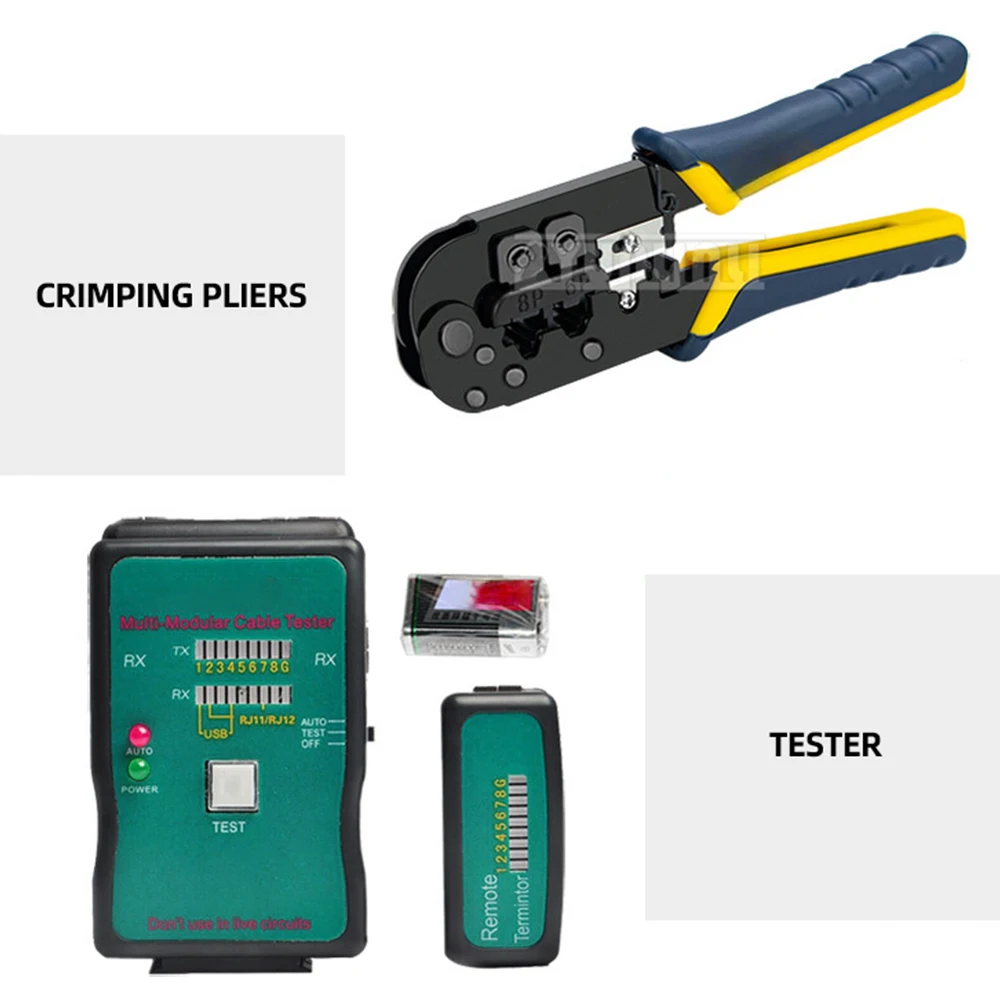 SB-001 Network Integrated Cabling Tool Kit Crimper Lan Tester Tool Set wire stripping and cutting pliers