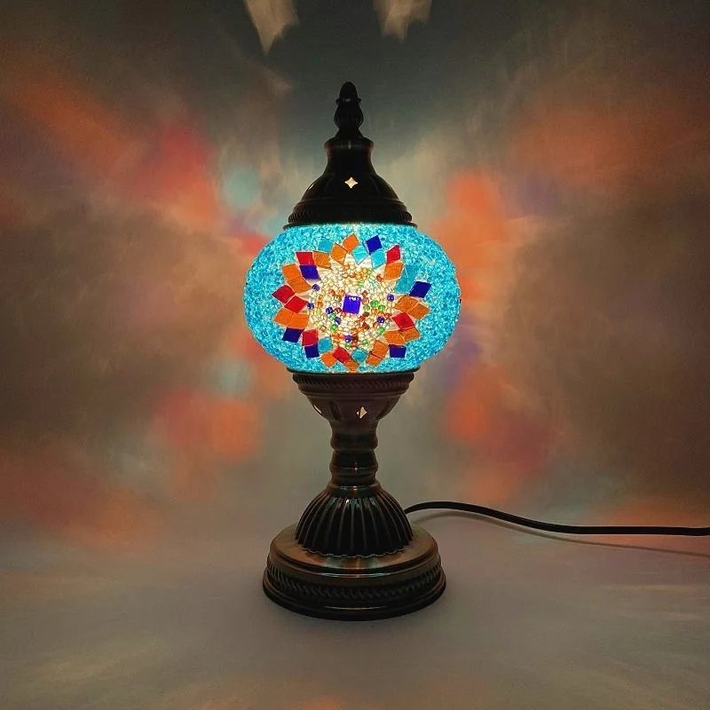Handmade modern design DIY Turkish mosaic glass lamp family children bedside table lamp couple battery interactive gift ideas