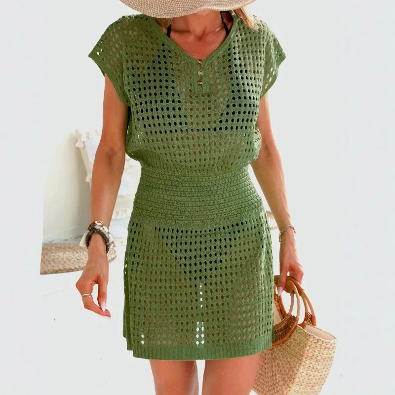 

Пляжное платье-худи с ажурной вязкой