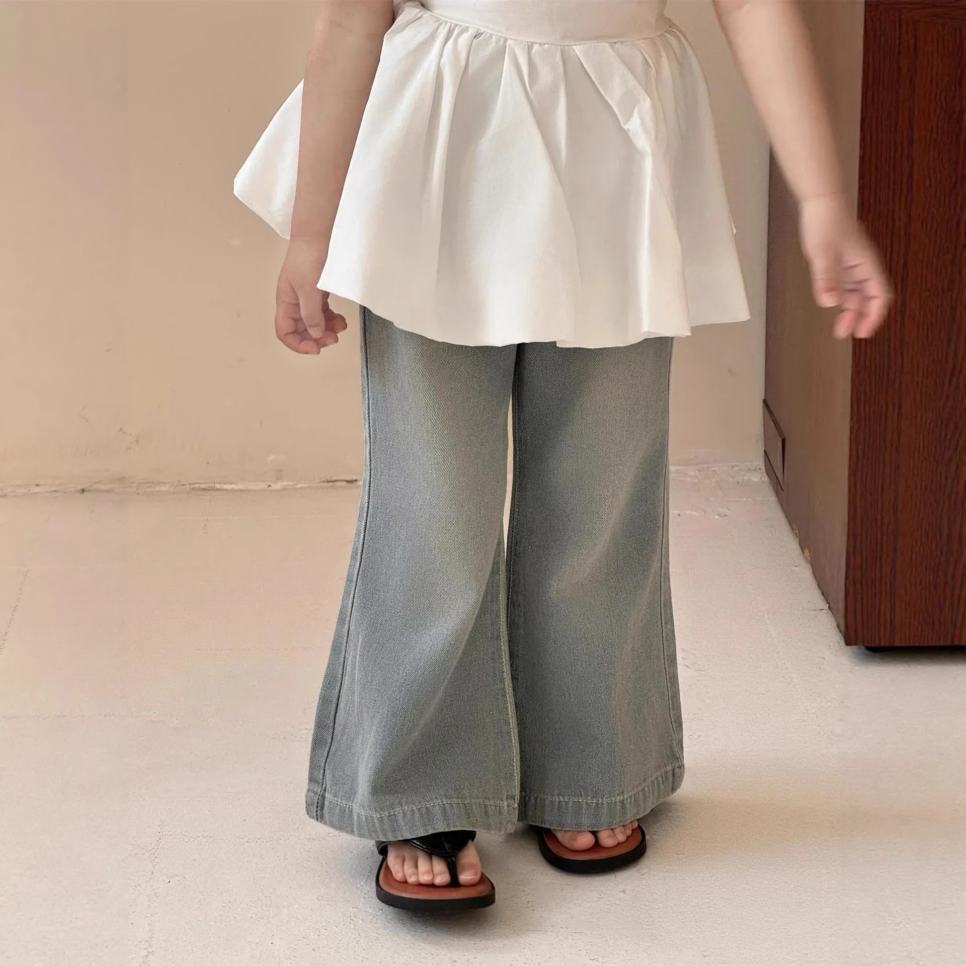 

Girls Pants 2026 Spring Summer New Korean Version Denim Bell Bottom Pants Casual Fashion Daily Stylish Versatile Wear