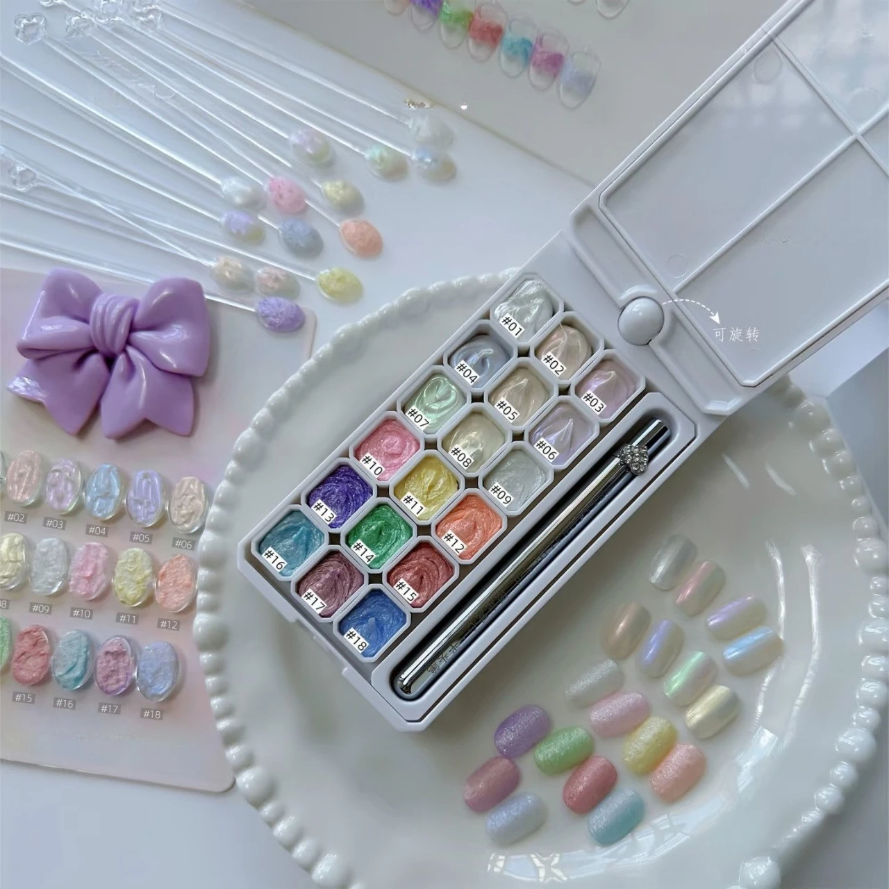 18 grilles fée poudre crème solide Gel Nail Art Pigment-pas d'essuyage 3D texturé Pat peinture Gel vernis conceptions pour manucure bricolage