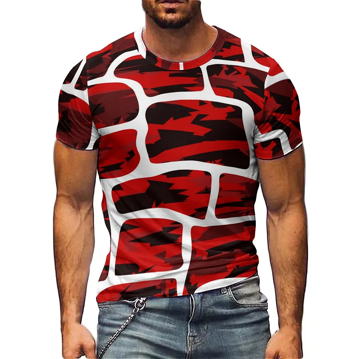 

Men's Colorful Pattern 3D Printed Short-Sleeve T-Shirt - All-Season, Printed Tee, Couple Outfit
