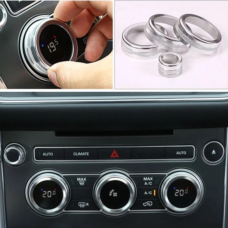 For Land Rover Range Rover Sport Autobiography 14-17 Car-Styling Air Conditioning Knob Audio Circle Trim Aluminum