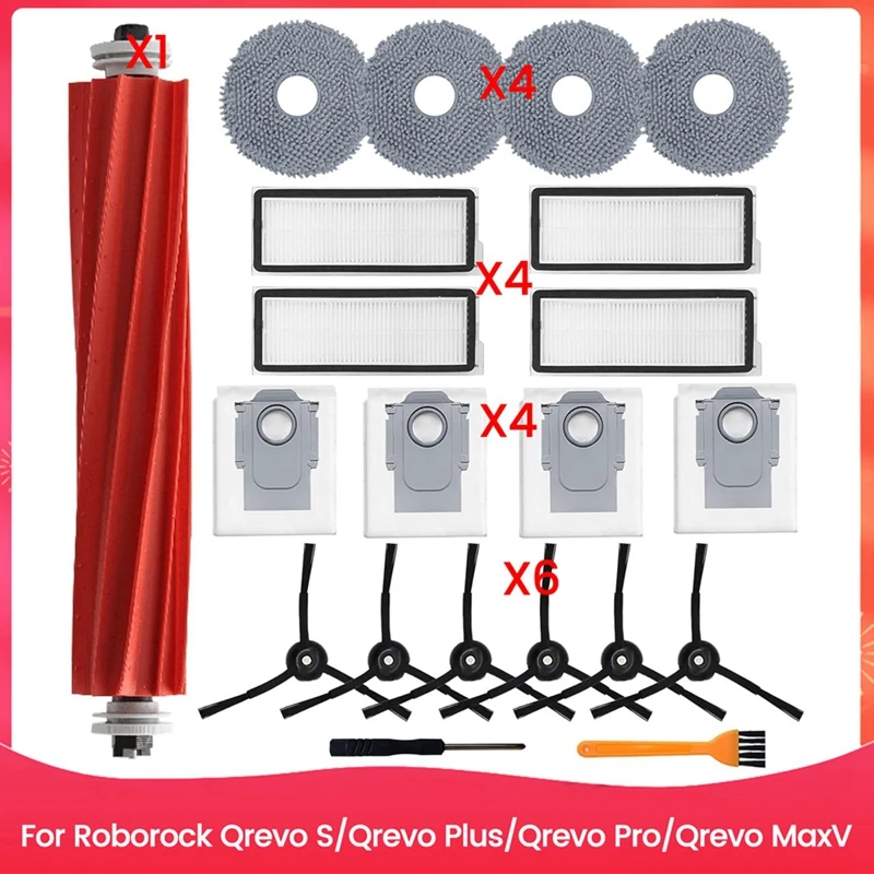 

ABNO-Accessories Kit For Roborock Qrevo S/Qrevo Plus/Qrevo Pro/Qrevo Maxv Robot Vacuum Main Side Brush Hepa Filter Mop Bags