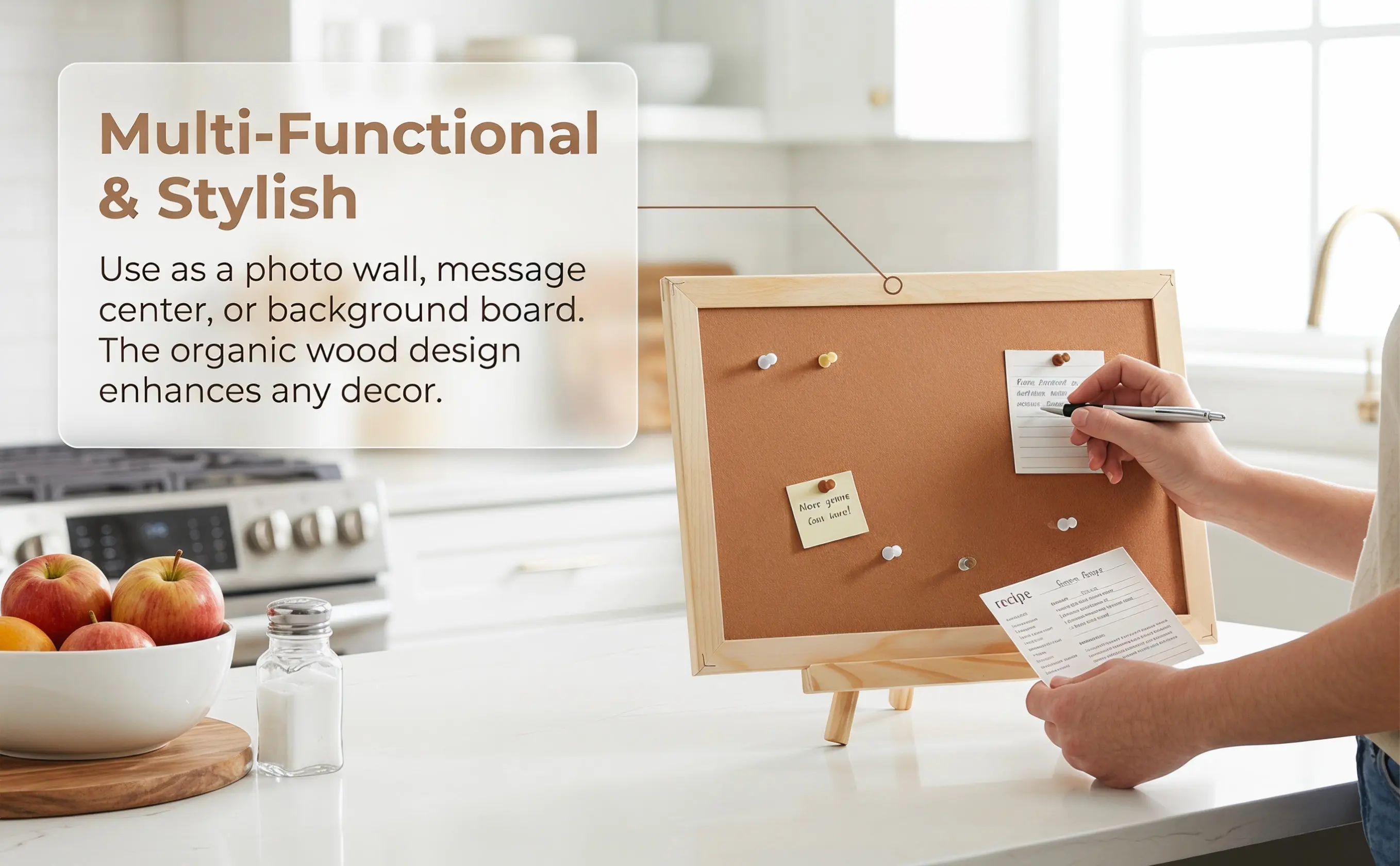 Framed Cork Board Double Sided Corkboard for Wall Bulletin Display Boards with Stand Vision Memo