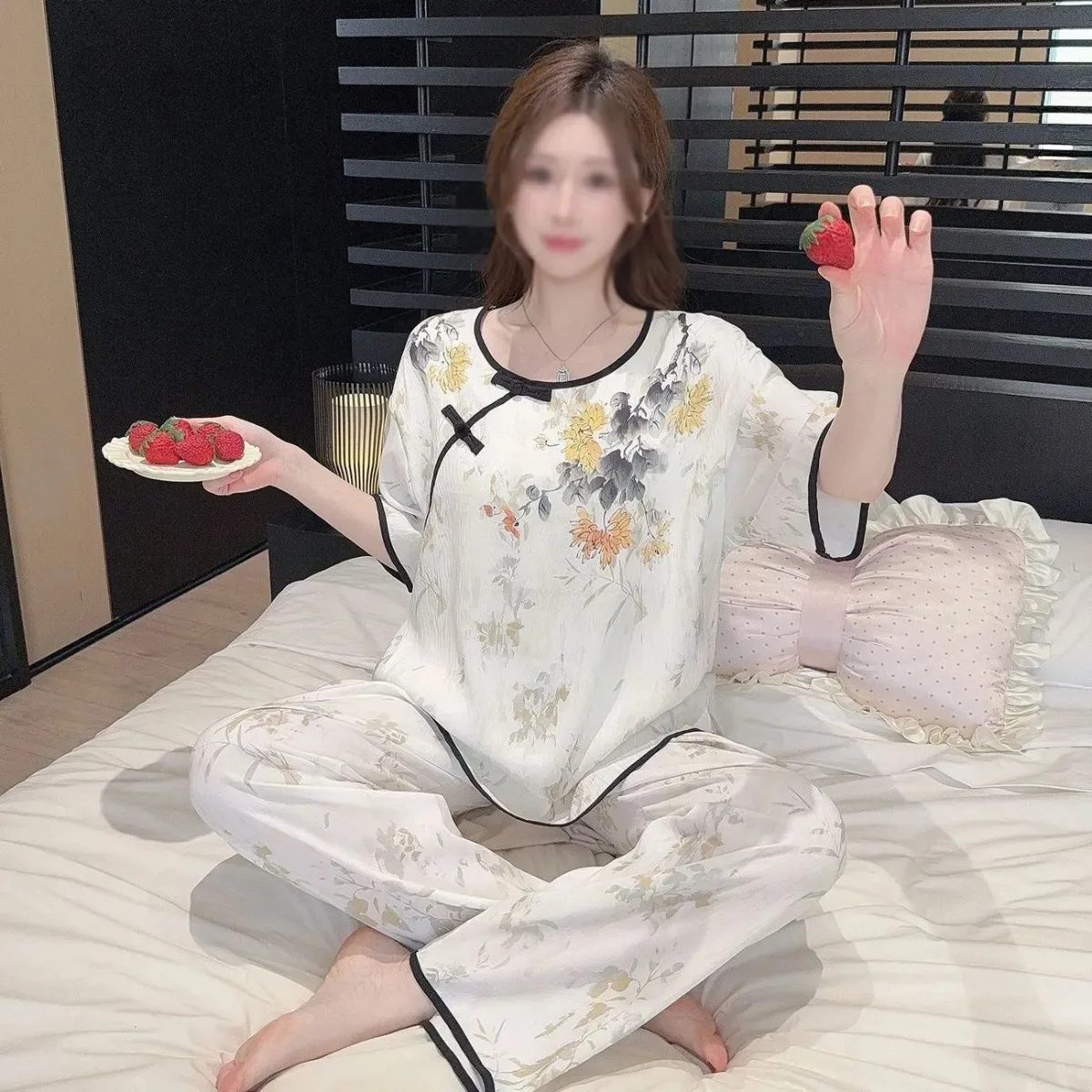 Women's Cotton Pajamas Y2K Shorts Sleeve Pants Sleepwear Summer Pijama Casual Pyjamas Ladies Home Clothes 2 Piece Set New Arriva