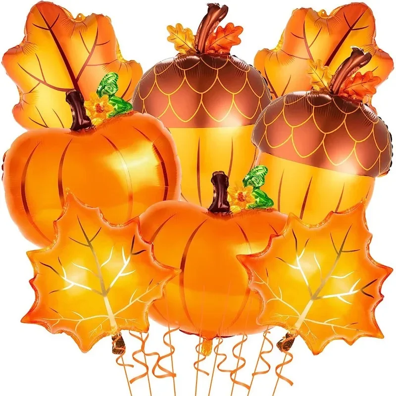 Disney Thanksgiving Party Scene Decoration Cartoon Pumpkin Pineapple Autumn Maple Leaf Turkey Combination Balloon Set