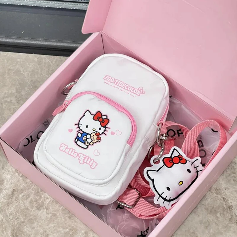 Hello Kitty Małe torby na ramię Mini portmonetki na telefon komórkowy z paskiem na ramię Torebka na ramię Nylonowa torba na ramię Boże Narodzenie