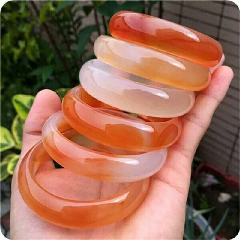 Brazilian translucent agate bracelet, fresh, medium-width, thickened, with natural color patterns, ice-colored chalcedony bracel