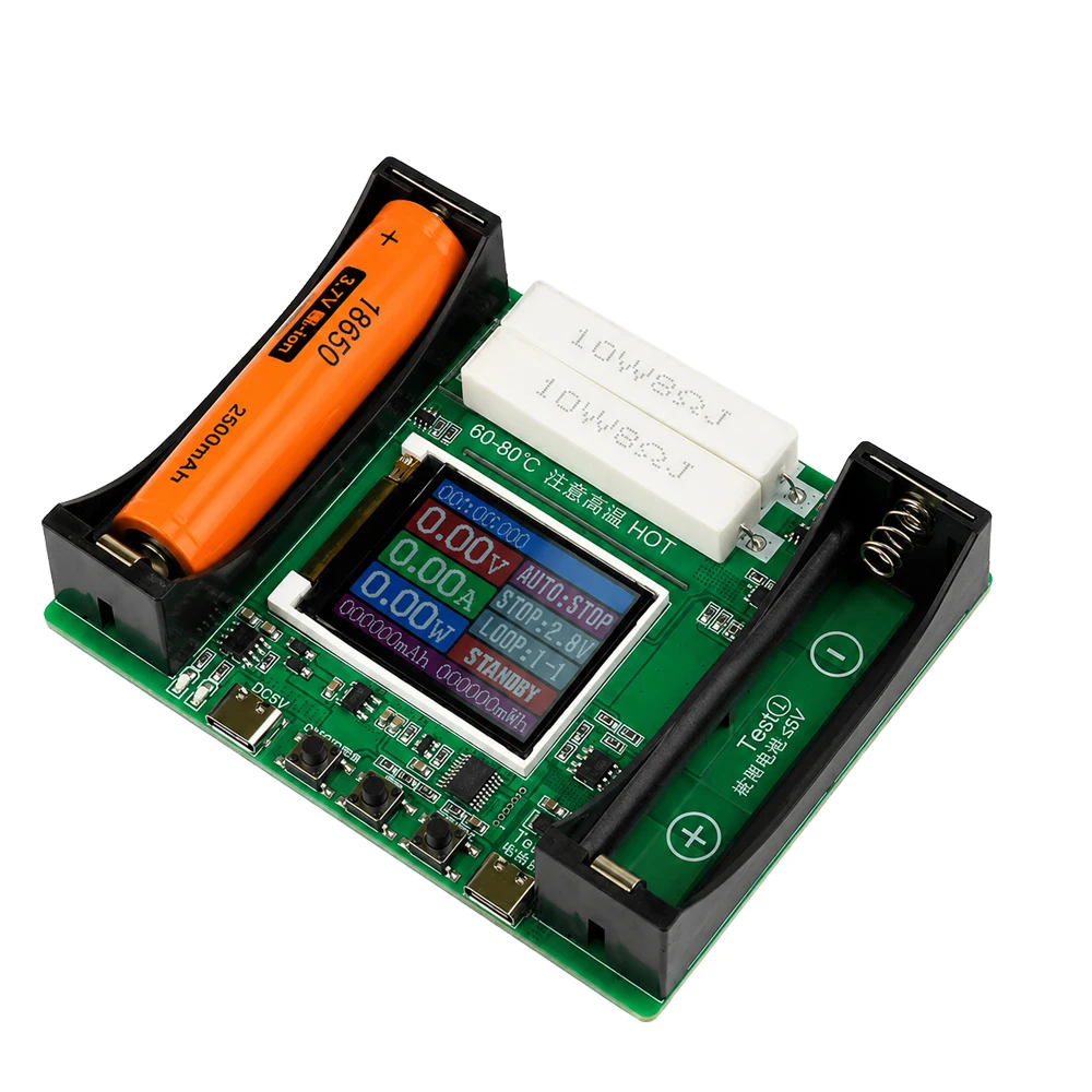 DC5V Battery Capacity Tester 18650 Battery Capacity Internal Resistance Measuring Module LCD Display Type-C Power Detector