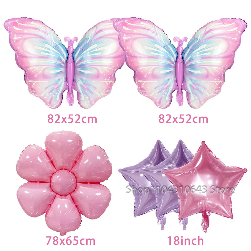 1/3/6 Stück Schmetterling-Folienballons Rosa Gänseblümchen-Blumenballon für Mädchen Frauen Hochzeit Brautparty Geburtstag Party Deko Zubehör – Detail 4