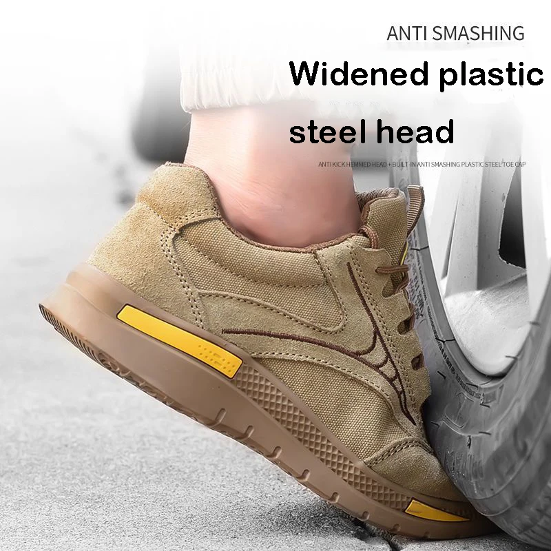 Breathable Men Work Shoes Summer Safety Shoes Lightweight Protective Sneakers Safety Steel Toe Shoes Men Puncture-Proof boots